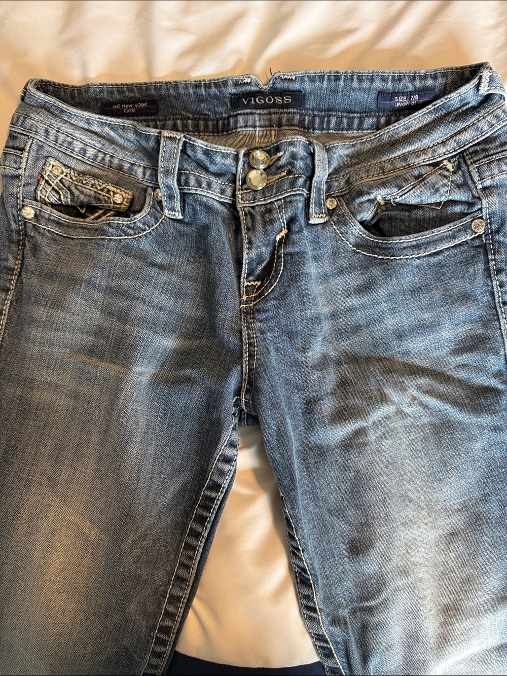 Vigoss Light Blue Skinny Jeans with Contrast Stitching CAPRIS